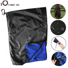 kfS Waterproof Golf Towel with Hook Bag Rain Hood Clubs Balls Hands Cleansing Towels for Men W fut