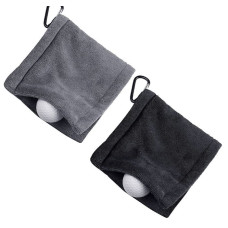 2pcs Outdoor Microfiber Sports Gym Ball Portable With Snap Hook Club Cleaning Head Groove Golf Towel