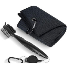 Golf Double-sided Cleaning Brush Golf Towel With Hook Golf Club Cleaning Kit [8/26]