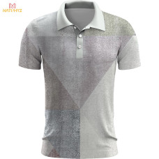 Geometric Printing #PY355 Men's Casual Short Sleeve Tops Polo Shirt Golf Shirt