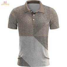 Geometric Printing #PY356 Men's Casual Short Sleeve Tops Polo Shirt Golf Shirt